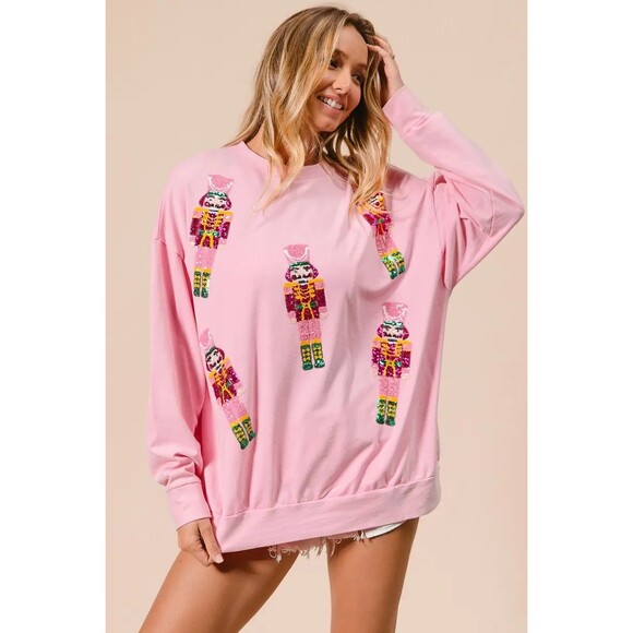 BiBi Sequin Nutcrackers Embroidery Christmas Sweatshirt NWT - Picture 11 of 13